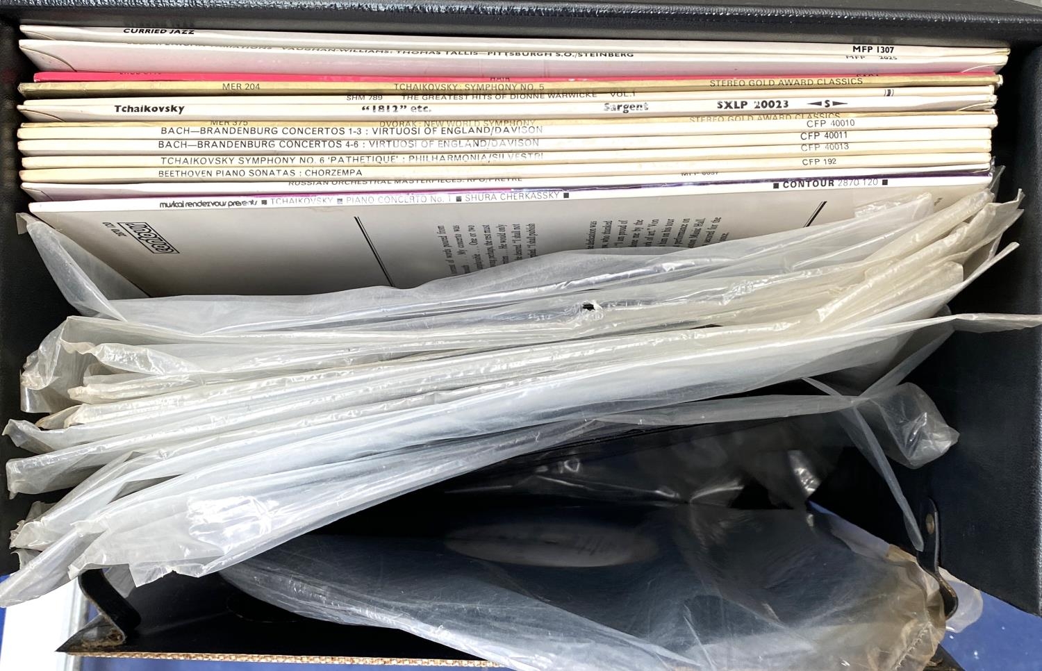 VINYL LPS ETC. This lot is a 1960s LP carry case which has about 15 LPs (Pink Floyd, Eurhythmics, - Image 2 of 2