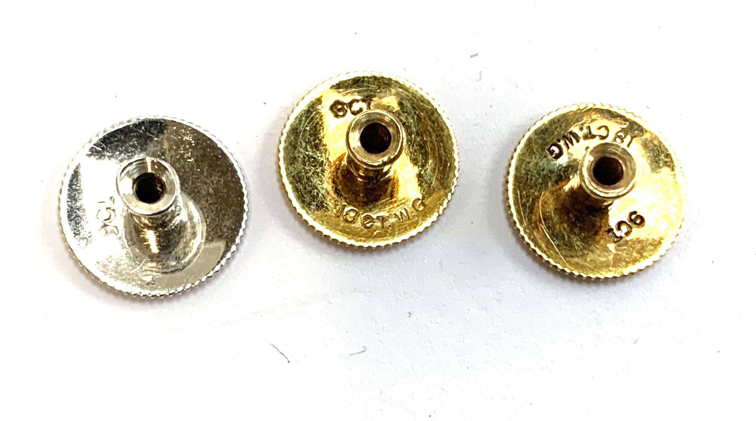 Three 9ct gold dress stud backs, gross weight 2g; a pair of 925 silver cufflinks etc - Image 2 of 2