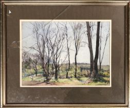 Thomas Ladell, watercolour of wooded scene, 26.5x36.5cm