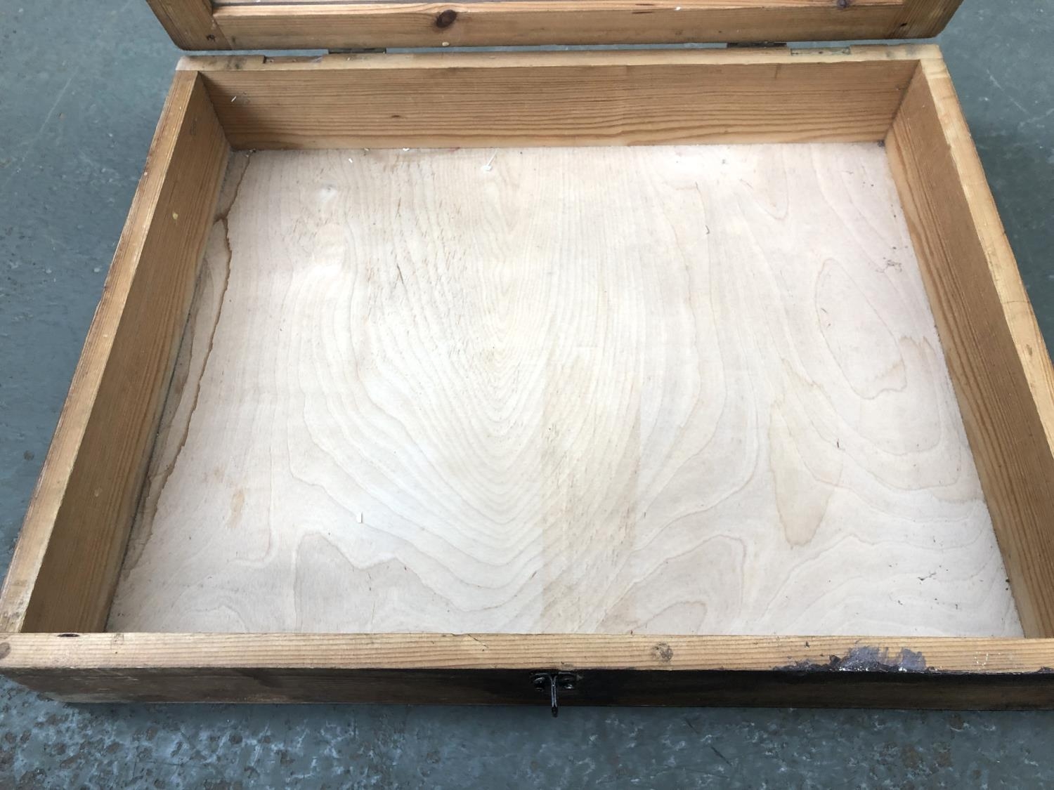 A small pine glazed display cabinet, 66x53x12cm - Image 2 of 2