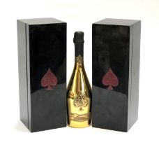 Two Armand de Brignac Ace of Spades limited edition 75cl champagne cases, black lacquered,