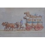 Charles Cooper Henderson (1803-1877), watercolour of a coach, monogrammed lower left, 18x27cm