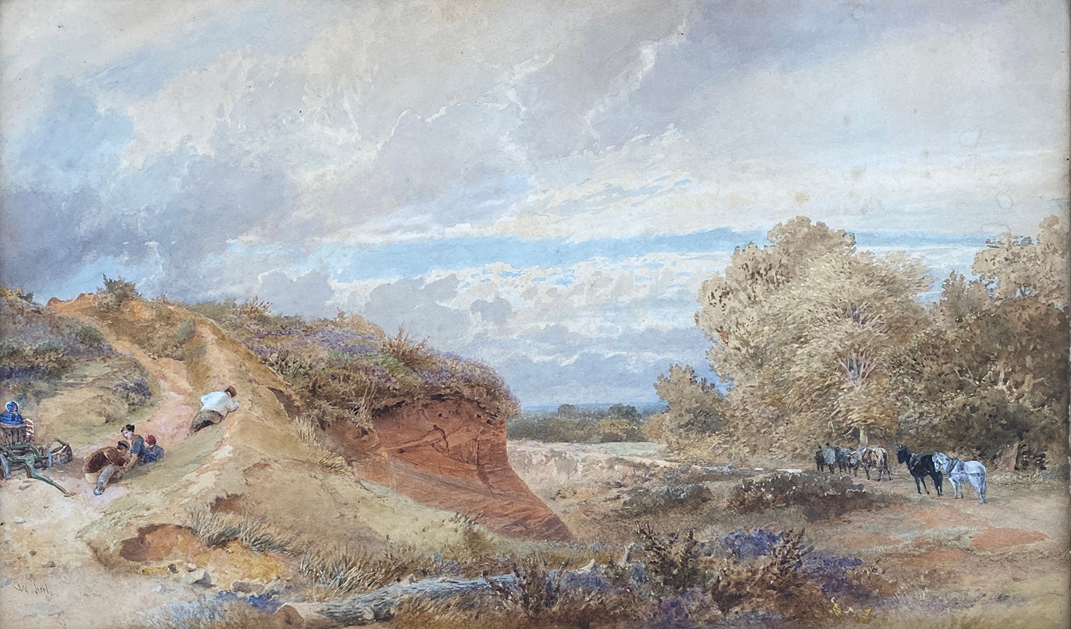 William Hull (1820-1880), 'A Sunny Heath', watercolour on paper, titled and signed in pencil to