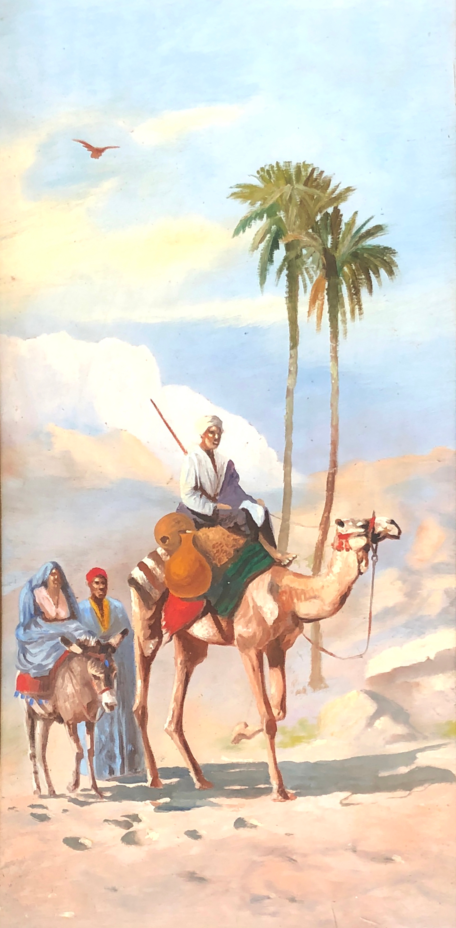 John Coulson (fl.1920-1927), a pair of oils depicting camels and riders, one with the pyramids in - Image 4 of 4