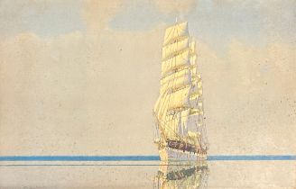 Charles Pears RI ROI RSMA (1873-1958), watercolour of a clipper on a calm sea, signed in pencil '