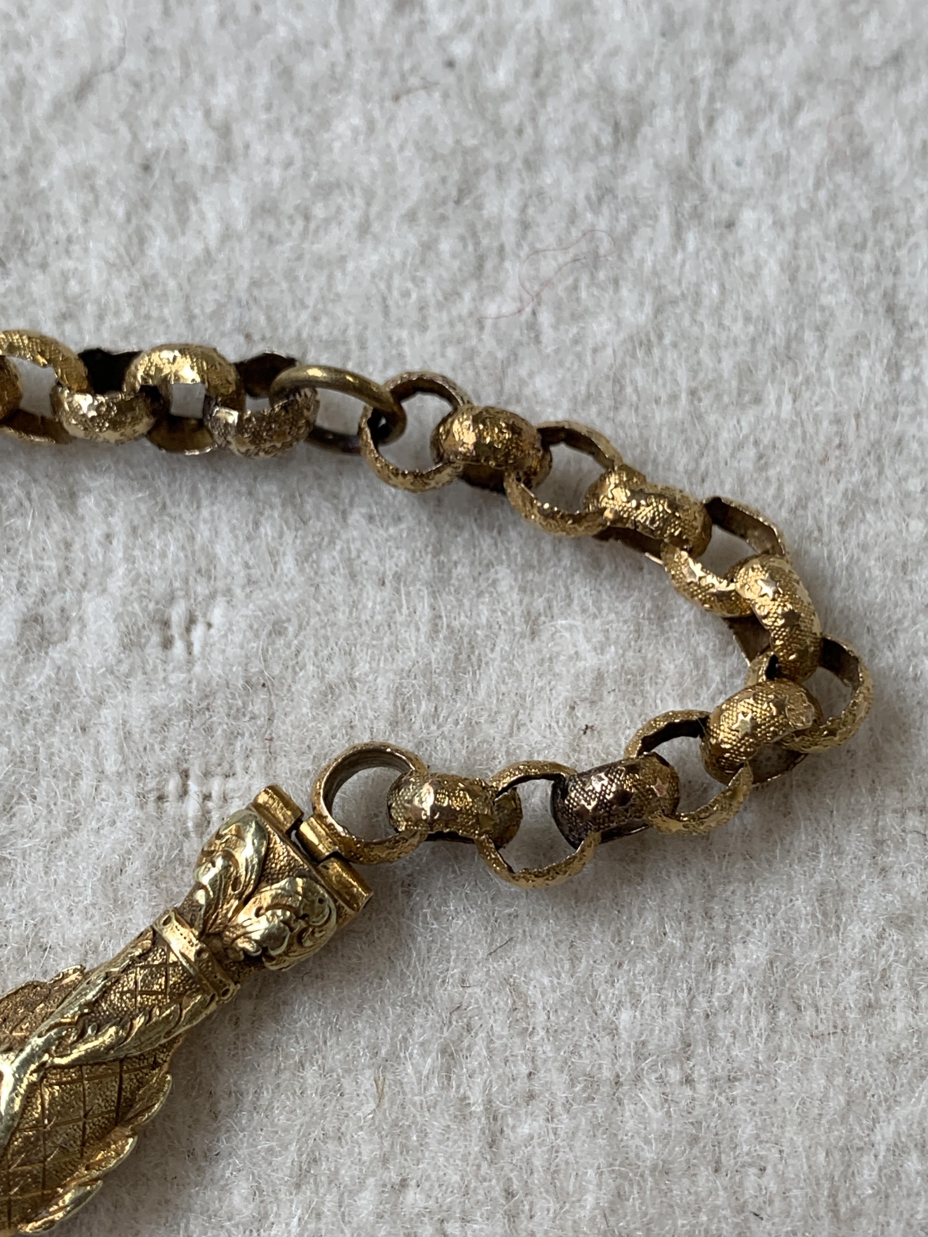 A Georgian gold bracelet with a well modelled serpent or snake clasp, 2.8cm long, the belcher links - Image 10 of 11