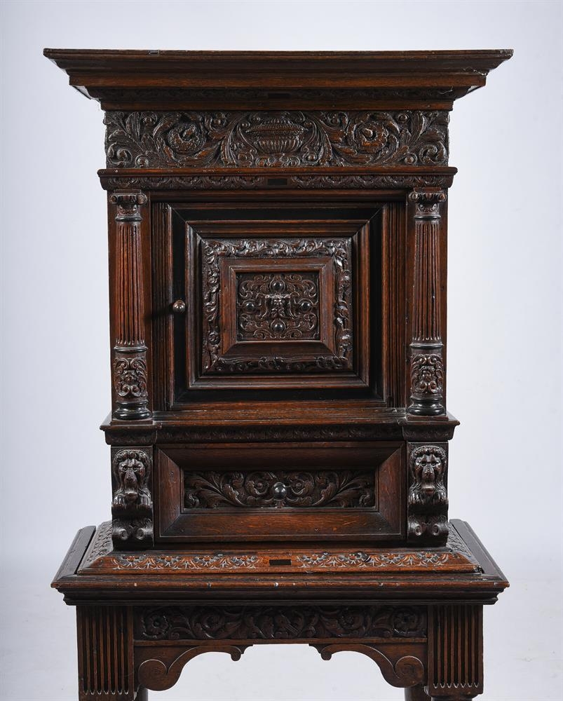A Dutch oak and ebony cabinet on stand, 17th century and later elements, 84cm wide, 47cm deep, 173cm - Image 3 of 5