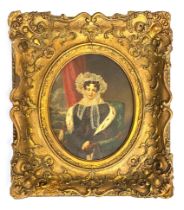 English school c.1840, oil on board, portrait of a noble lady, 26x20.5cm