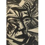 Max Kaus (German, 1891-1977), 'Kopf', woodcut engraving, dated 1920, 29x20cm