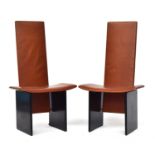 Kazuhide Takahama (1930-2010), a set of six 'Rennie' chairs, c.1980s, leather and black lacquer,