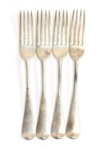 A set of four Victorian Hanoverian pattern table forks by Chawner & Co., London 1847, 9.1ozt