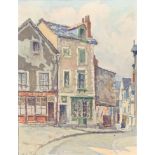 Ernest Perry (1908-1976), oil on board, study of a French high street scene, 'Rue Beauvoir Blois,