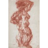 Erich Kahn (1904-1971), nude study, red chalk on paper, signed indistinctly, bears Sotheby's labels,