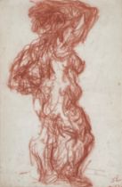 Erich Kahn (1904-1971), nude study, red chalk on paper, signed indistinctly, bears Sotheby's labels,