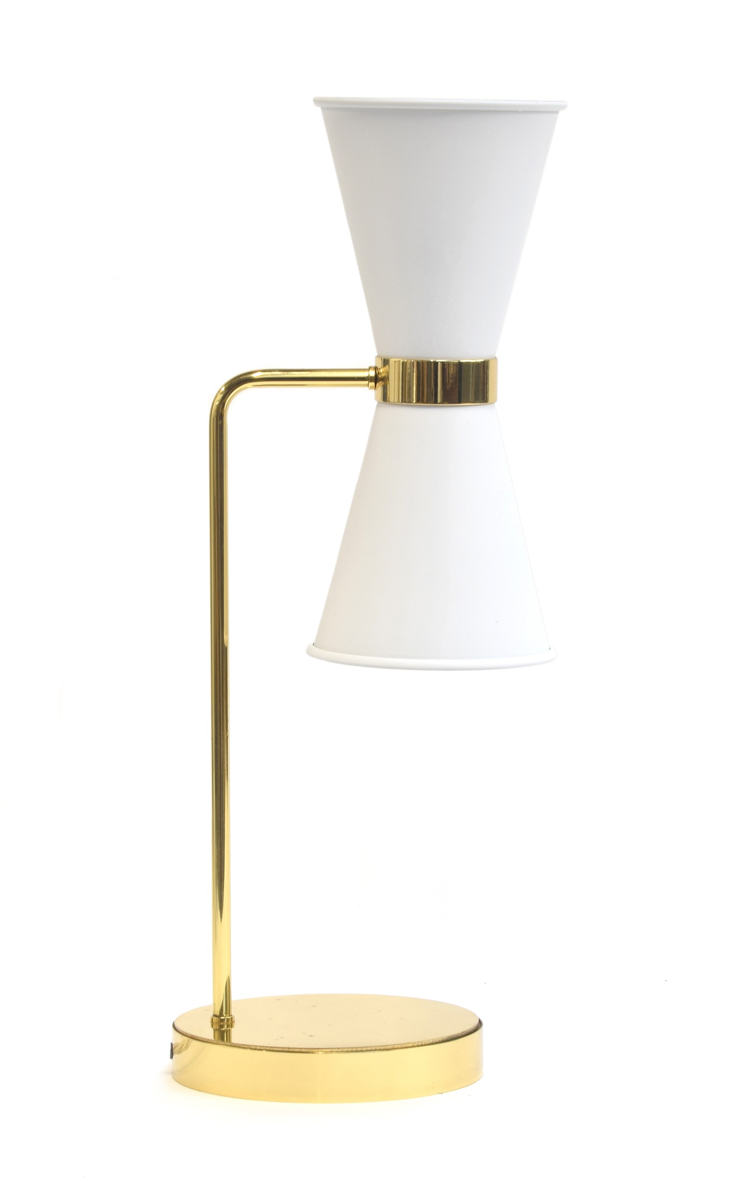 A David Hunt 'Hydra' table lamp in brass and Arctic white, 51cm high, rrp. £408