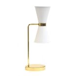 A David Hunt 'Hydra' table lamp in brass and Arctic white, 51cm high, rrp. £408