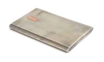 An Art Deco engine turned silver cigarette case by William Neale & Son, Birmingham 1937, with rose