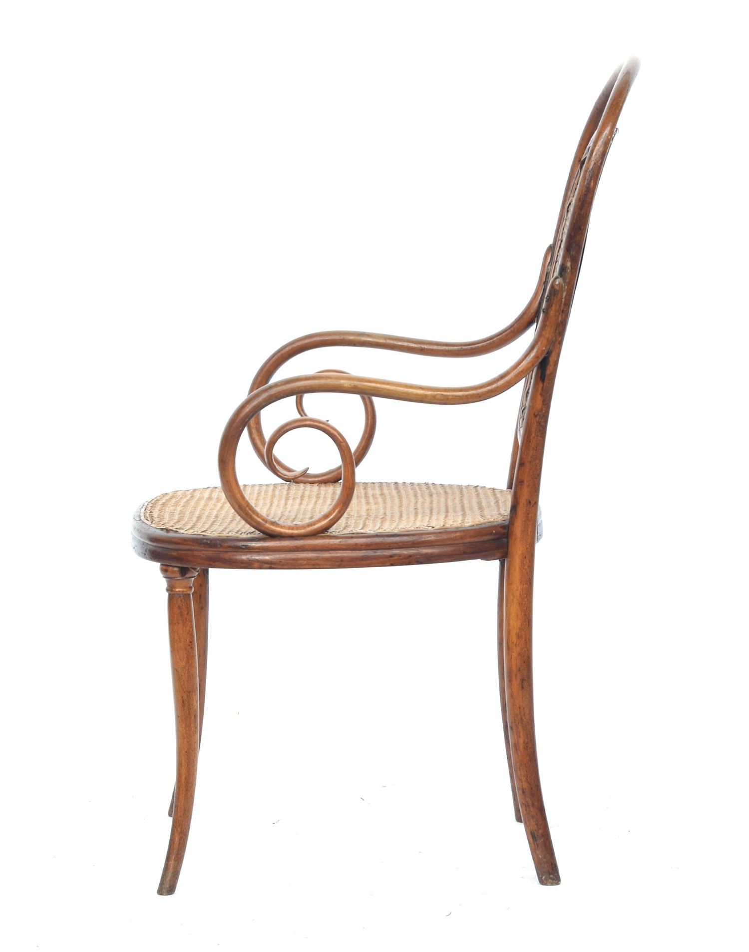 A Gebrüder Thonet bentwood and caned open armchair, bears label to stretcher, 58cm wide, the seat - Image 2 of 5