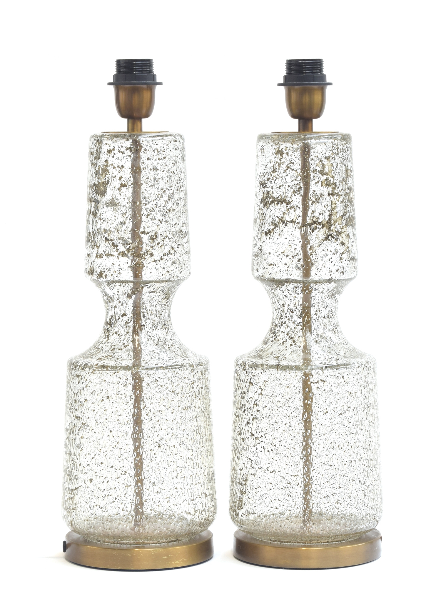 A pair of Heathfield & Co. 'Antero' bubble glass table lamp, with shades, 52cm high to top of