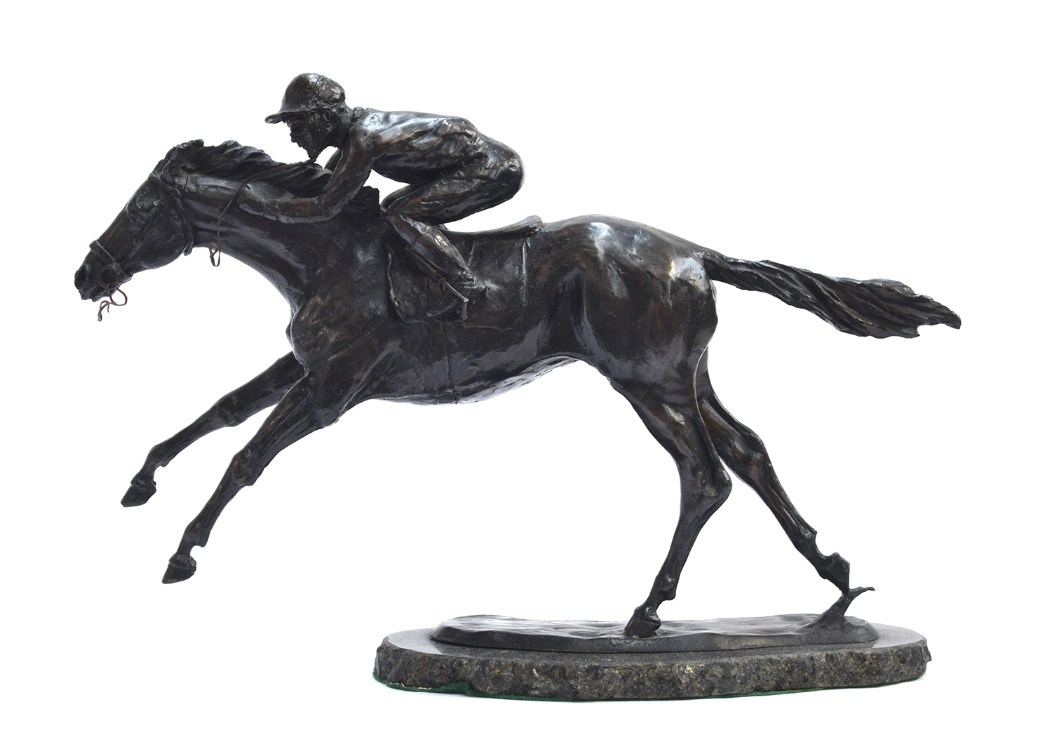 James Osborne (1940-1992), racehorse with jockey up, bronze, on a granite plinth, signed to base, - Image 2 of 3