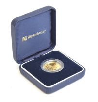 A Guernsey gold proof £25 coin commemorating Queen Elizabeth The Queen Mother's 95th Birthday, 1995