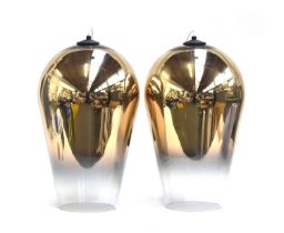 A pair of Tom Dixon 'Fade' pendant ceiling lights in gold, approx. 52cm high, rrp. £555