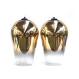 A pair of Tom Dixon 'Fade' pendant ceiling lights in gold, approx. 52cm high, rrp. £555