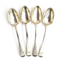 A set of four Victorian Old English pattern dessert spoons by Chawner & Co., London 1847, 9.1ozt,