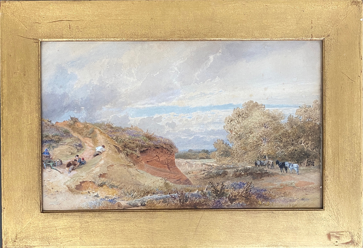 William Hull (1820-1880), 'A Sunny Heath', watercolour on paper, titled and signed in pencil to - Image 2 of 3