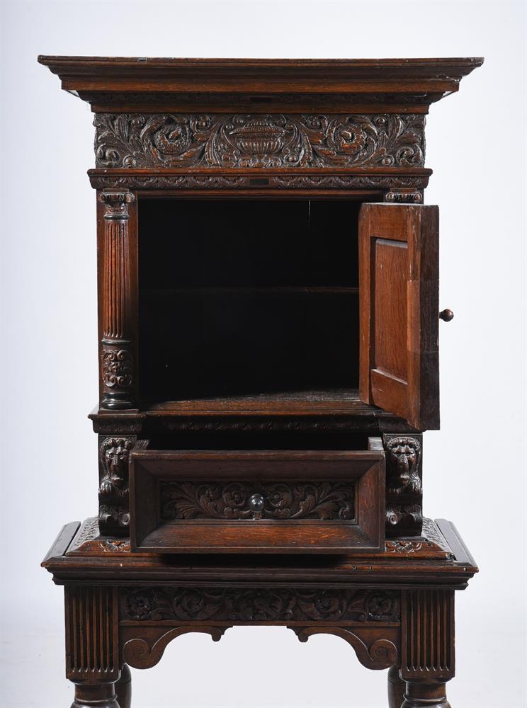 A Dutch oak and ebony cabinet on stand, 17th century and later elements, 84cm wide, 47cm deep, 173cm - Image 4 of 5