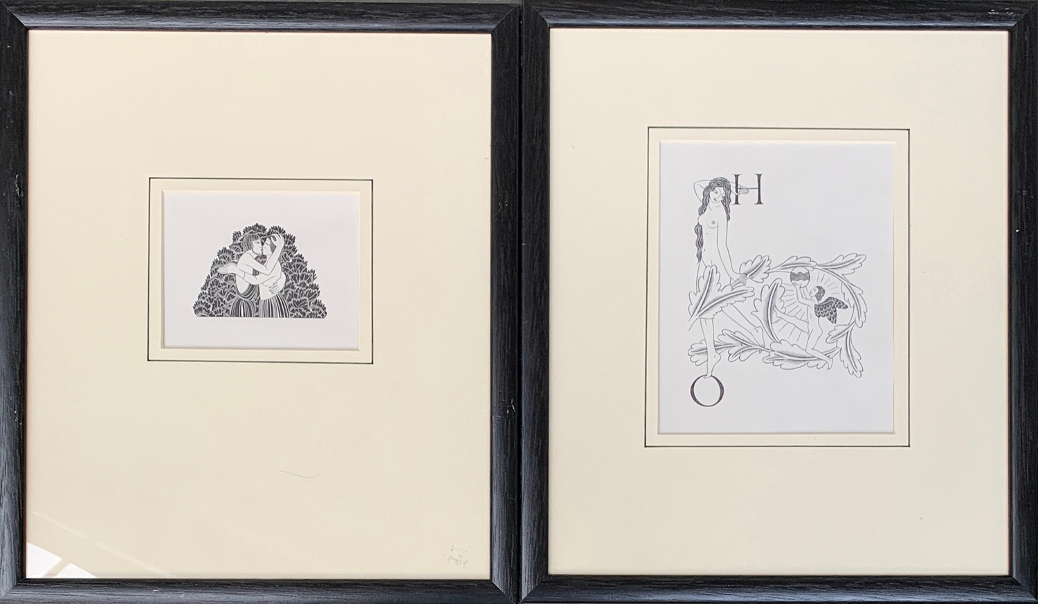 Eric Gill Prints: initials H and O with cupid playing football with the world, Canterbury tales ( - Image 4 of 4