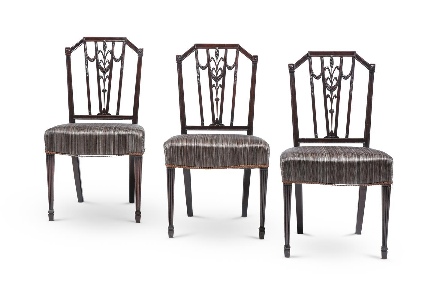 A set of seven Georgian revival dining chairs, late 19th century, to include one armchair, with - Image 3 of 5