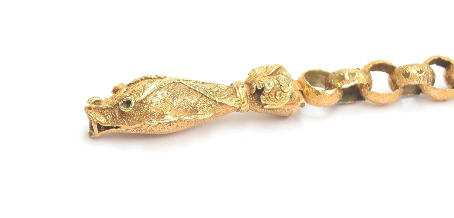 A Georgian gold bracelet with a well modelled serpent or snake clasp, 2.8cm long, the belcher links - Image 2 of 11