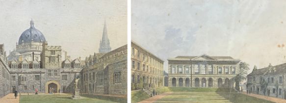 George Pyne (1800-1884), two 19th century watercolours of Oxford, Brasenose College and Worcester