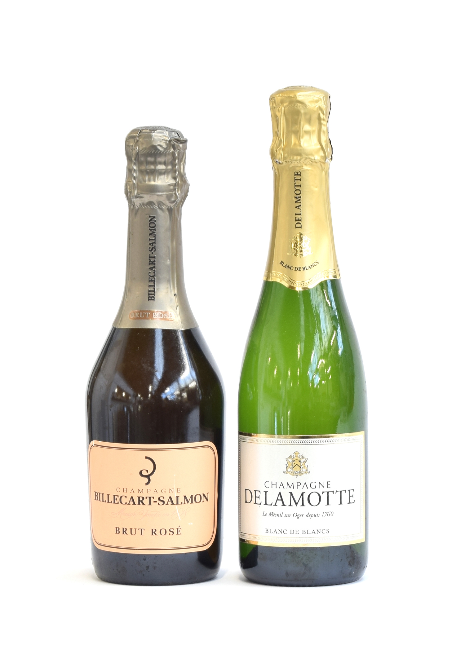 Champagne Delamotte Blanc de Blancs (12%, 37.5cl), together with Champagne Billecart-Salmon Brut