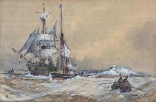 Frank Henry Mason RBA (1875-1965), Off Scarborough Head', watercolour, 50x75cm