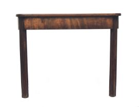 A mahogany side table, George III and later, on moulded square section legs, 88cm wide, 43cm deep,