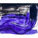 Edward Wakeford (British, 1914-1973), 'Reclining figure: purple and black', watercolour on paper,