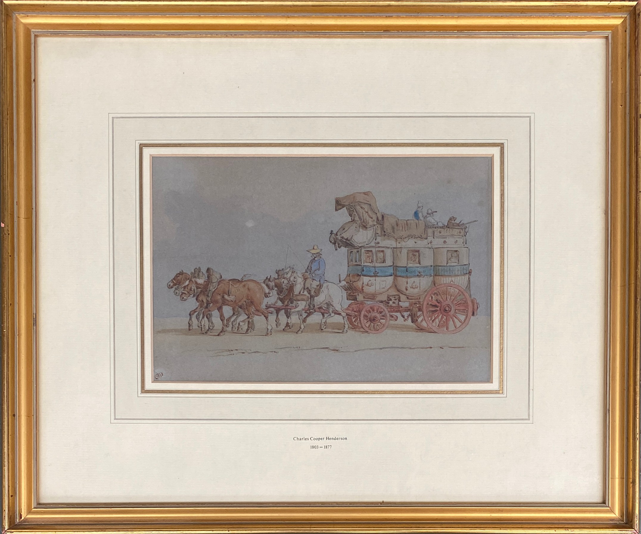 Charles Cooper Henderson (1803-1877), watercolour of a coach, monogrammed lower left, 18x27cm - Image 2 of 4