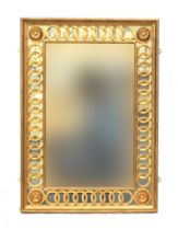 A rectangular gilt gesso mirror, the central plate within a mirrored guilloche frieze, 72x101cm