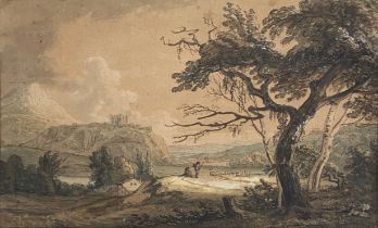 Paul Sandby RA (1731-1809), landscape with tree in foreground, 29x46cm Inscribed to verso 'from