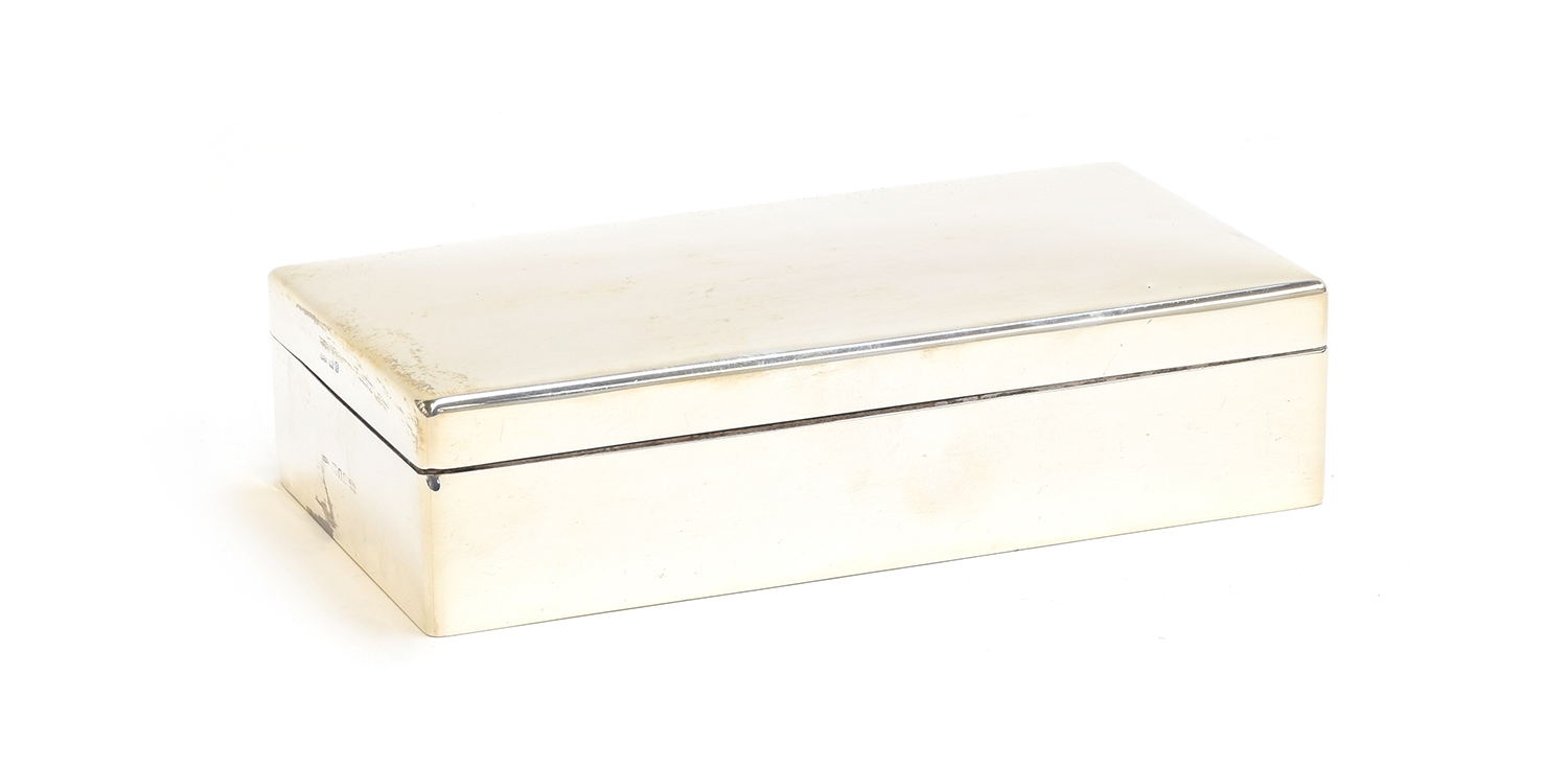 A George V silver double cigarette box by Asprey & Co., London 1921, 18.5cm wide, 10cm deep, 5cm