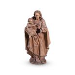 A late 16th/early 17th century Continental carved ash figure of the Madonna and Child, the Virgin