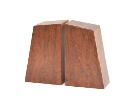 Alan Peters (1933-2009), a smart pair of walnut bookends with boxwood inlay, stamped to base, 15cm