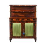 A Regency mahogany and rosewood banded chiffonier bookcase, c.1820, the superstructure with