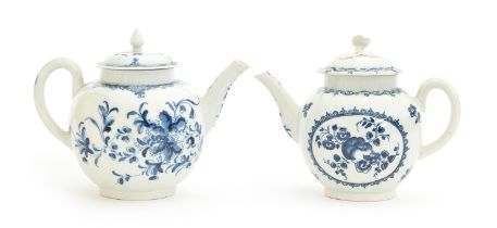 A late 18th century Worcester porcelain teapot and cover c.1770, of globular form in 'Mansfield'