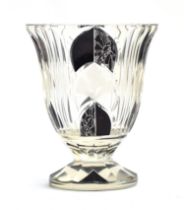 An Art Deco black flashed Bohemian cut glass vase, 22cm high