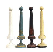 A set of four early 20th century polychrome and turned wood lamp bases of tapering form, each 72cm