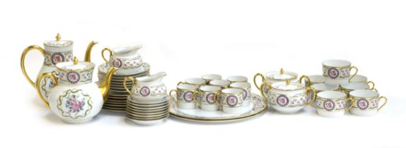 A Haviland Limoges Louveciennes tea service, comprising teapot, coffee pot, milk jugs (2), lidded