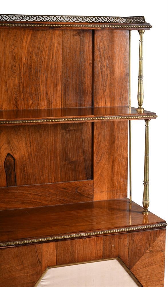 A Regency rosewood chiffonier, c.1820, fitted with two open shelves, brass column supports, - Image 2 of 2